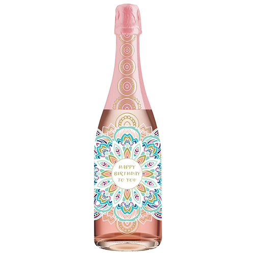 Mandala Champagne Bottle Card (Birthday) - Click Image to Close