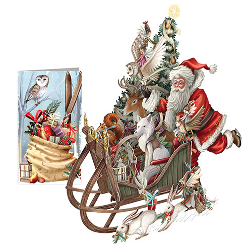 Santa's Woodland Sleigh Card - Click Image to Close