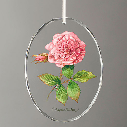 Single Pink Rose Ornament - Click Image to Close